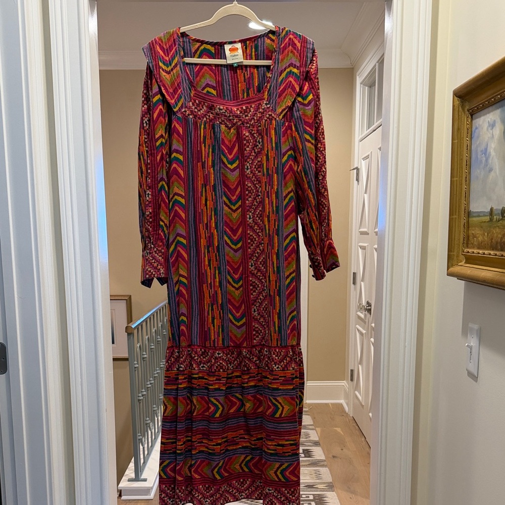 Farm Rio Bohemian Multi-Color Long Sleeve Maxi Dress